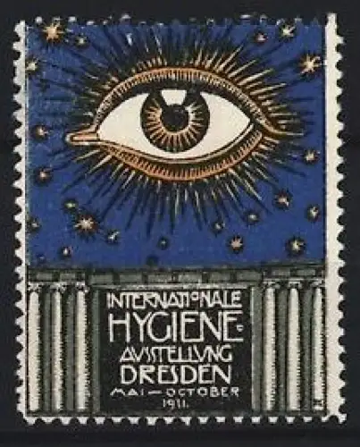 Reklamemarke Dresden, Internationale Hygiene Ausstellung 1911, Auge und Sterne