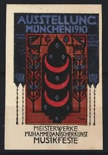 Reklamemarke München, Ausstellung 1910, Rote Halbmonde
