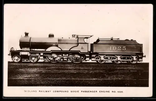 AK Midland Railway Compound Bogie Passenger Engine No. 1025, englische Eisenbahn