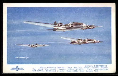 AK Bomberflugzeuge Boeing Fortress II im Verbandsflug