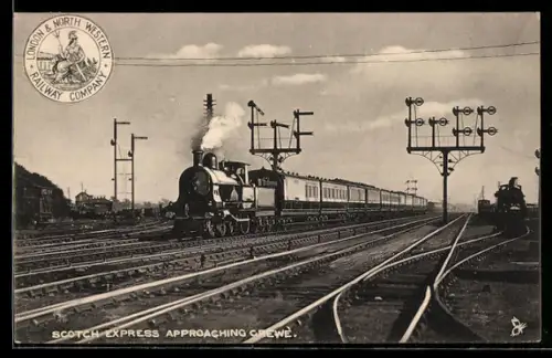 AK Scotch Express approaching Crewe, englische Eisenbahn