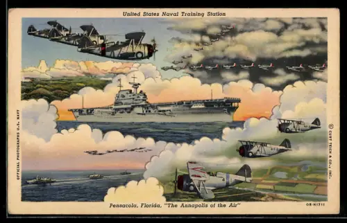 AK Pensacola, FL, US-amerikanische Jagdflugzeuge im Verbandsflug, Flugzeugträger der US-Navy