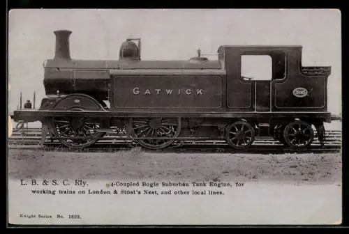 AK 4-coupled Bogie Suburban Tank engine Gatwick for working trains, englische Eisenbahn