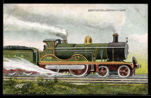 AK South Eastern & Chatham Railway engine No. 516, englische Eisenbahn