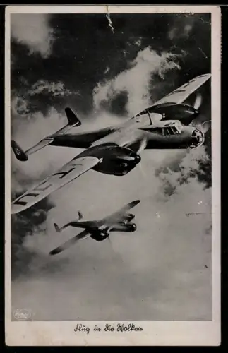 AK Unsere Luftwaffe, Kampfflugzeuge Dornier Do 17 über den Wolken