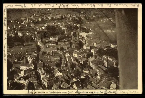 AK Lahr /Baden, Stadtmitte, vom Zeppelin Schwaben gesehen