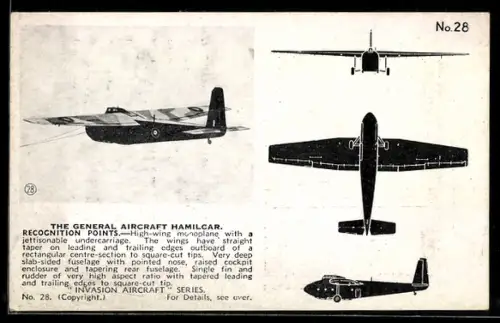 AK Transportflugzeug /Lastensegler Hamilcar, Dreiseiten-Ansicht