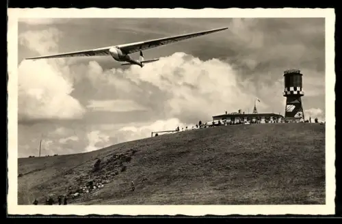AK Segelflugzeug beim Start von der Wasserkuppe, Rhön
