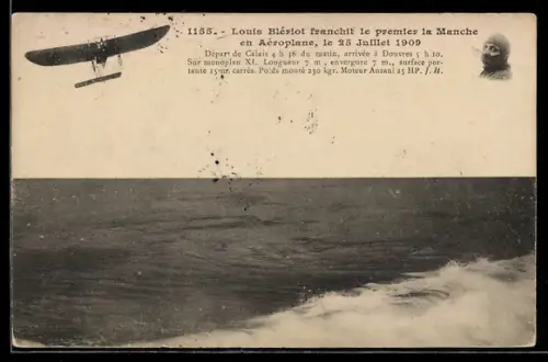 AK Louis Blériot franchit le premier la Manche en Aéroplane 1909, Flugzeug