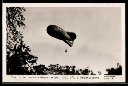 AK französischer Militärballon zur Observation