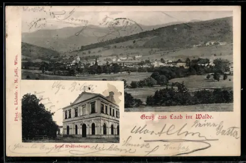 AK Laab im Walde, Panorama mit Hotel Weissenberger