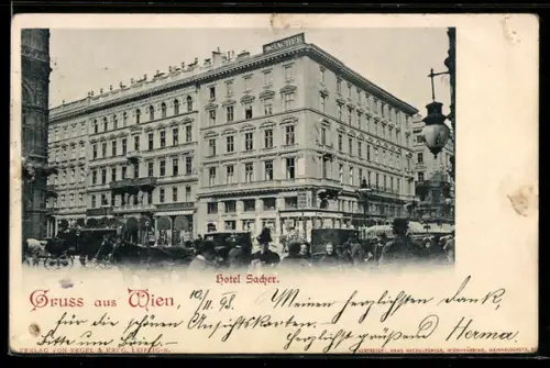 AK Wien, Hotel Sacher, Strassenansicht