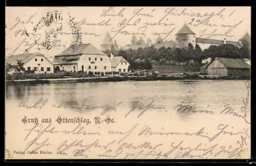 AK Ottenschlag /N.-Ö., Blick auf Schloss und Ufer