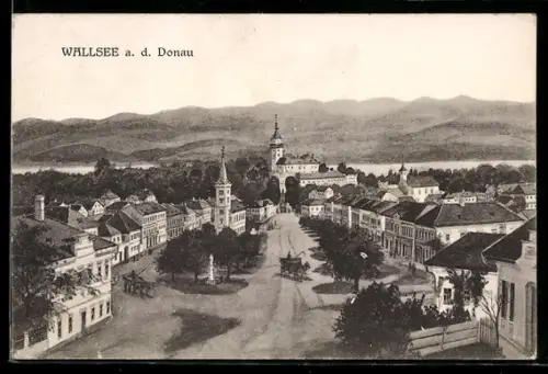 AK Wallsee a. d. Donau, Panorama mit Hauptplatz und Kirche