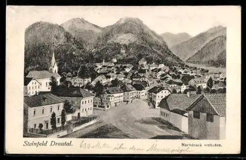 AK Steinfeld /Drautal, Panorama mit Kirche und Bergkulisse