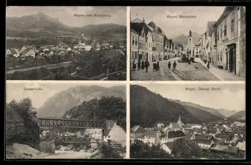 AK Weyer, Panorama vom Kreuzberg, Marktplatz, Oberer Markt