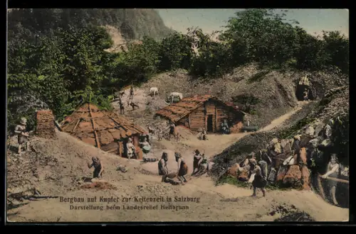 AK Hellbrunn, Bergbau auf Kupfer zur Keltenzeit, Darstellung beim Landesrelief