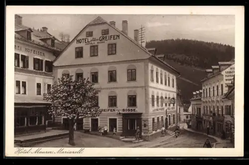 AK Mariazell, Hotel Maurer `Zum Goldenen Greifen`, Neustädtergasse
