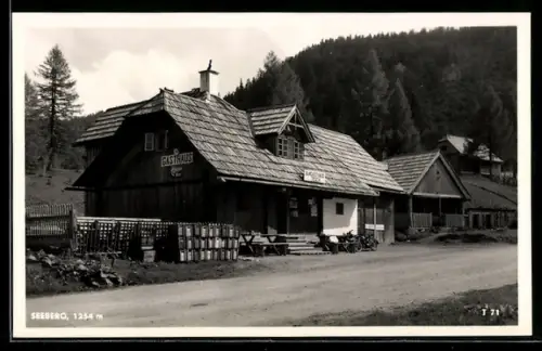 AK Turnau /Stmk., Seeberg, Alm-Gasthaus mit Nebengebäuden
