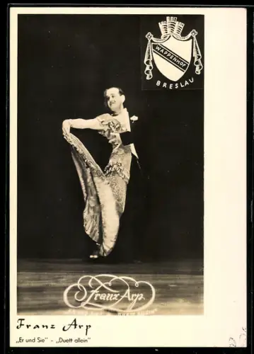 AK Breslau, Hotel Wappenhof, Franz Arp bei einem Tanzauftritt