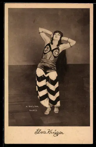 AK Schauspielerin Elsa Krüger in orientalischer Tracht posierend