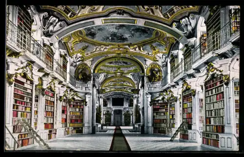 AK Admont, Stifts-Bibliothek, aufwändig verzierter Innenraum