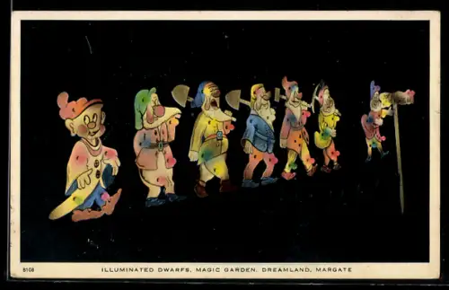AK Margate, Illuminated dwarves in the magic garden, Comic