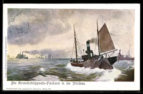 AK Grundschleppnetz-Fischerei in der Nordsee bei hohem Wellengang