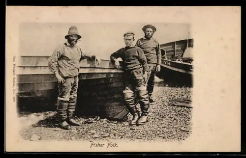 AK Drei Fischer bei ihrem Boot