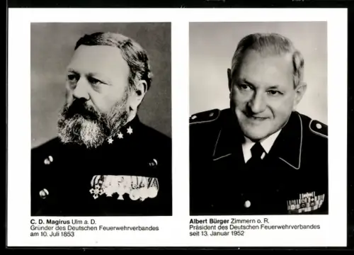 AK Plochingen, C.D. Magirus und Albert Bürger, Gründer und Präsident des Deutschen Feuerwehrverbandes