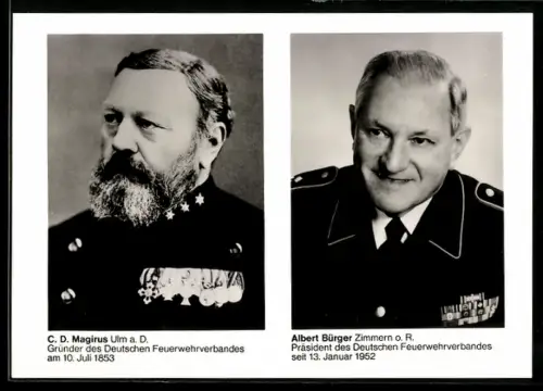 AK Plochingen, C.D. Magirus und Albert Bürger, Gründer und Präsident des Deutschen Feuerwehrverbandes