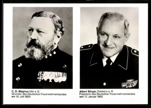 AK Plochingen, C.D. Magirus und Albert Bürger, Gründer und Präsident des Deutschen Feuerwehrverbandes
