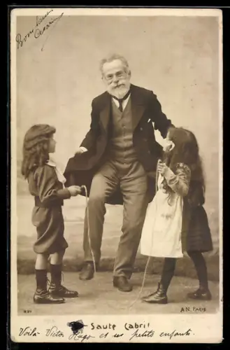 AK Älterer Herr und Kinder mit Springseil