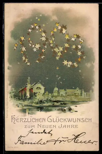 AK Jahreszahl 1903 aus Sternen über einem Ort