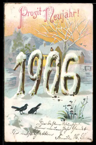 AK Prosit Neujahr mit Jahreszahl 1906