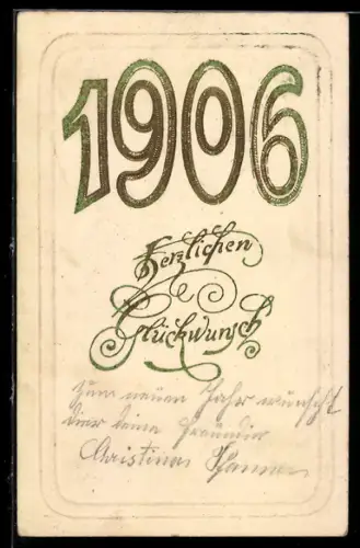 AK Jahreszahl 1906 mit Geburtstagsgruss