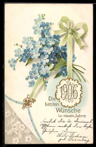 AK Glückwunsch zum neuen Jahre, Vergissmeinnicht, Neujahr 1906