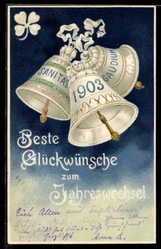 Künstler-AK Glückwunsch zum Jahreswechsel, Neujahr 1903