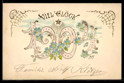 AK Jahreszahl 1904 mit Vergissmeinnicht
