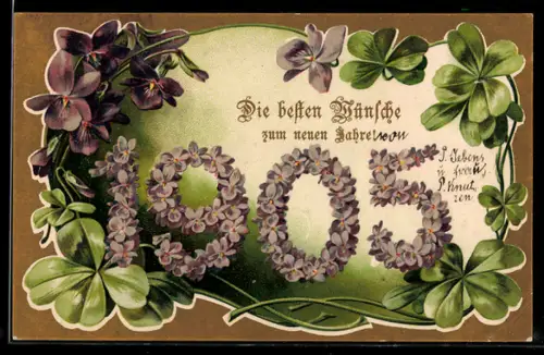 AK Jahreszahl 1905 mit Kleeblättern