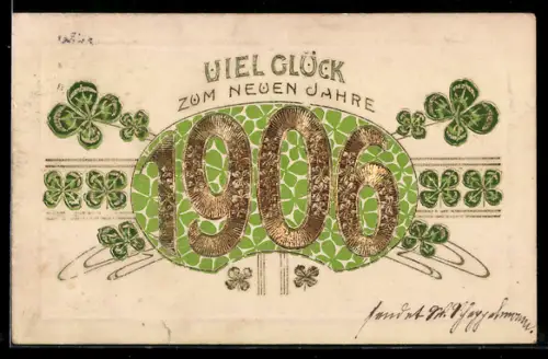 Präge-AK Jahreszahl 1906 auf einem Kleefeld