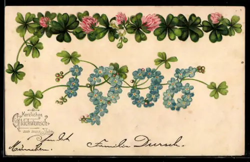 Präge-AK Jahreszahl 1906 aus Vergissmeinnicht