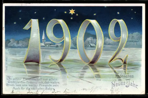 AK Jahreszahl 1902 auf dem Eis