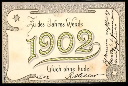 AK Jahreszahl 1902 mit Neujahrswunsch