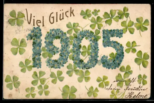 AK Jahreszahl 1905 aus Vergissmeinnicht, Kleeblätter, Neujahr