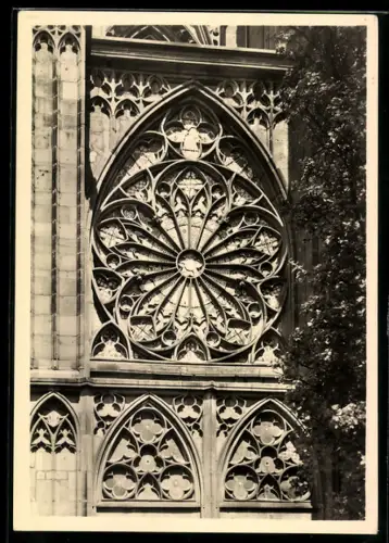 Foto-AK Deutscher Kunstverlag, Nr. 15: Oppenheim, Katharinenkirche mit spätgotischem Masswerkfenster