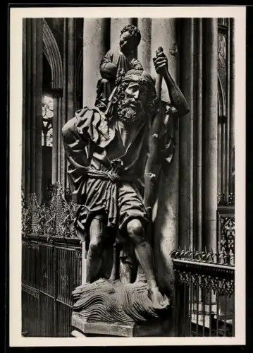 Foto-AK Deutscher Kunstverlag, Nr. 20: Köln, Der hl. Christophorus beim Dom