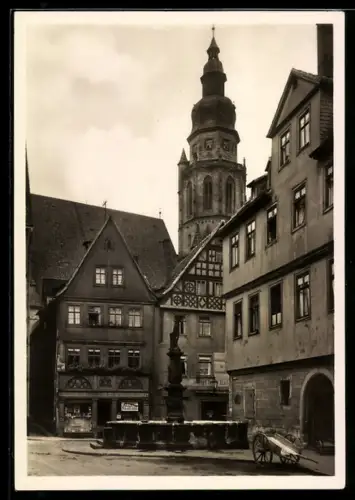 Foto-AK Deutscher Kunstverlag, Nr. Cg 4: Coburg, Mauritiusbrunnen in der Rückertstrasse