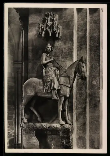 Foto-AK Deutscher Kunstverlag, Nr. B 22: Bamberg, Der Reiter beim Dom