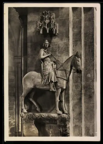 Foto-AK Deutscher Kunstverlag, Nr. B 22: Bamberg, Reiterstatue beim Dom